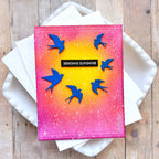 Waffle Flower Subsentiments Window Diecuts scp284 blue birds card