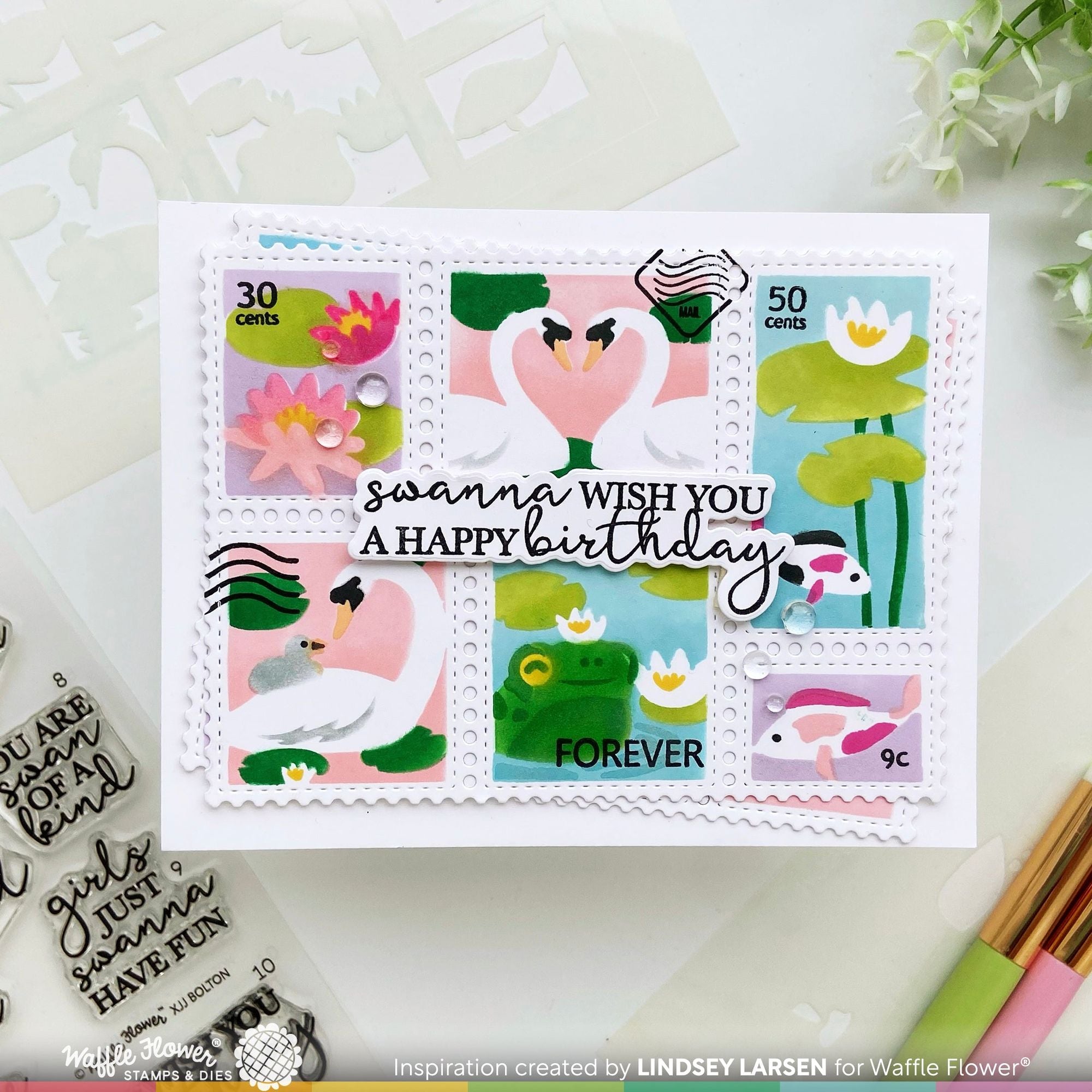 Waffle Flower Swanderful Clear Stamps 421903 postage