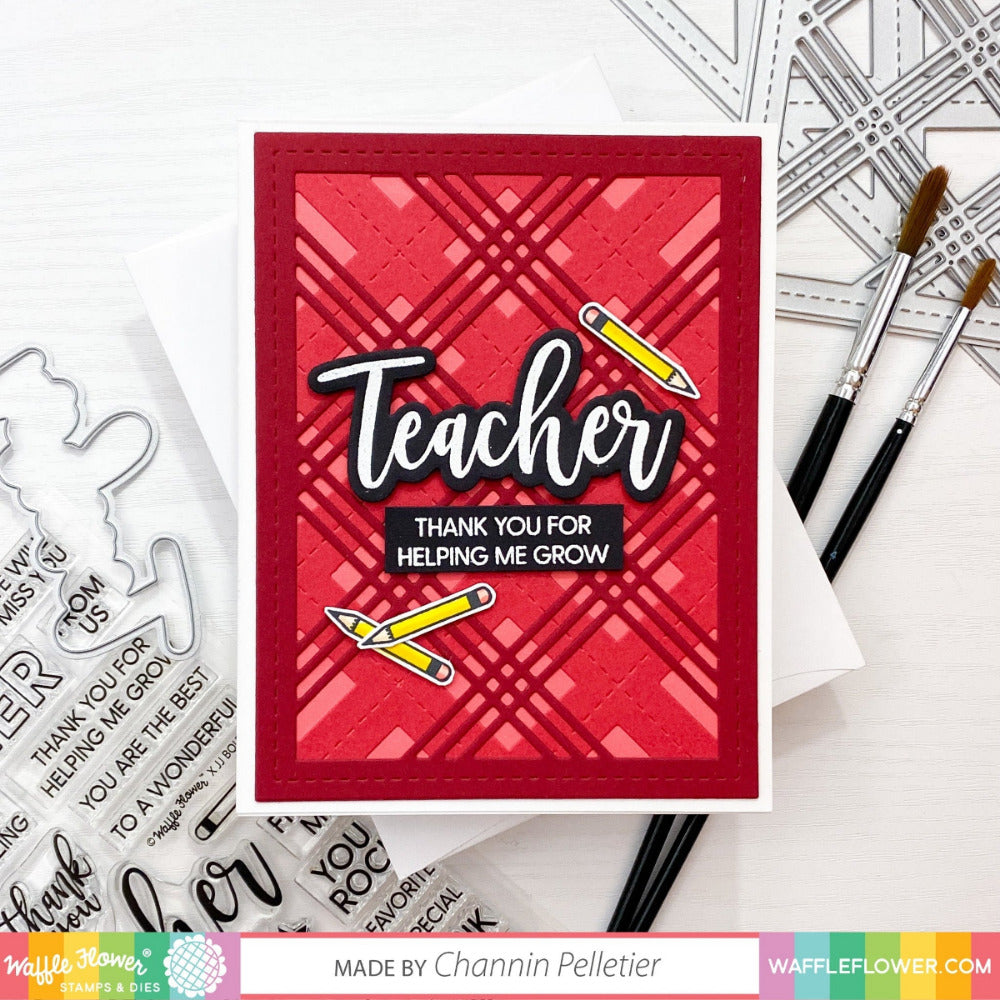Waffle Flower Teacher Clear Stamps 420593 red