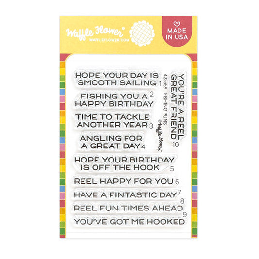 Waffle Flower Waffle Flower Fishing Puns Clear Stamp and Die Set product image 1