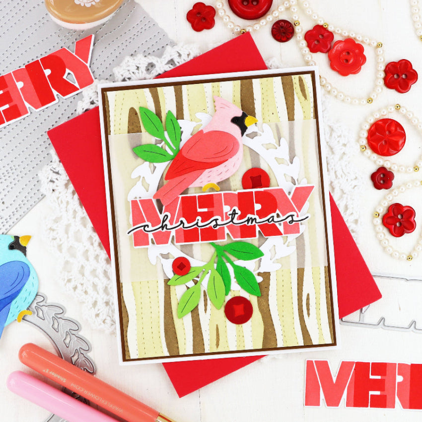 Waffle Flower Woodgrain Stencils 422107 cardinal