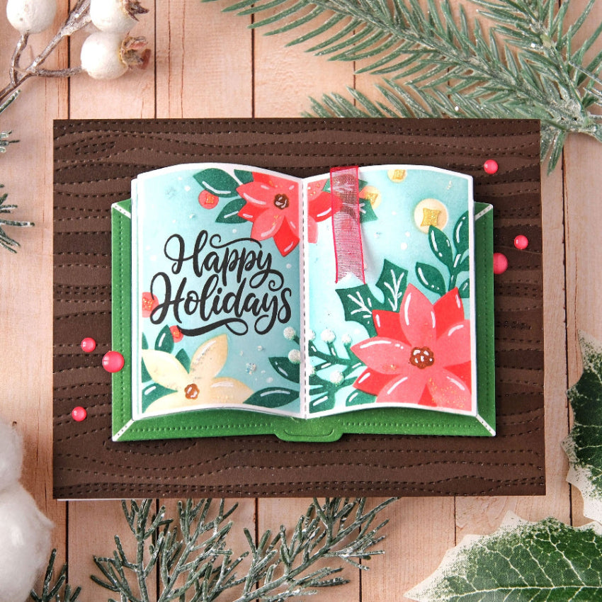 Waffle Flower Woodgrain Stencils 422107 happy holidays
