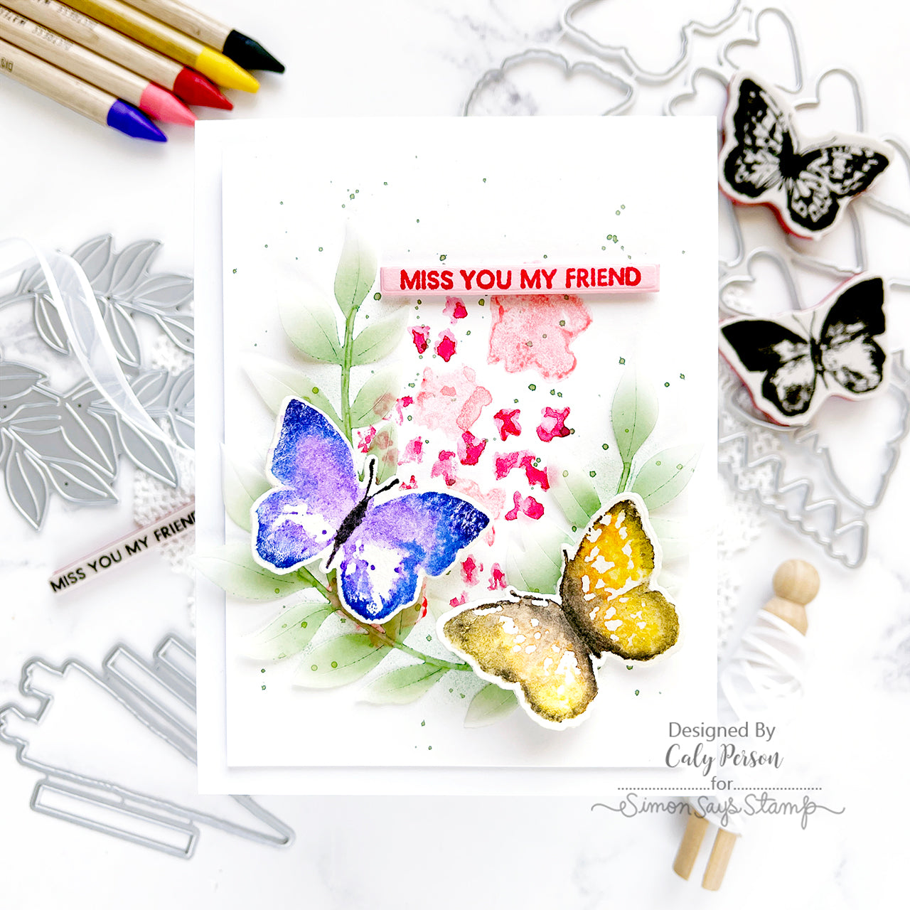 Simon Says Stamp Watercolor Wafer Dies sss217 Be Bold Miss You Card | color-code:ALT05