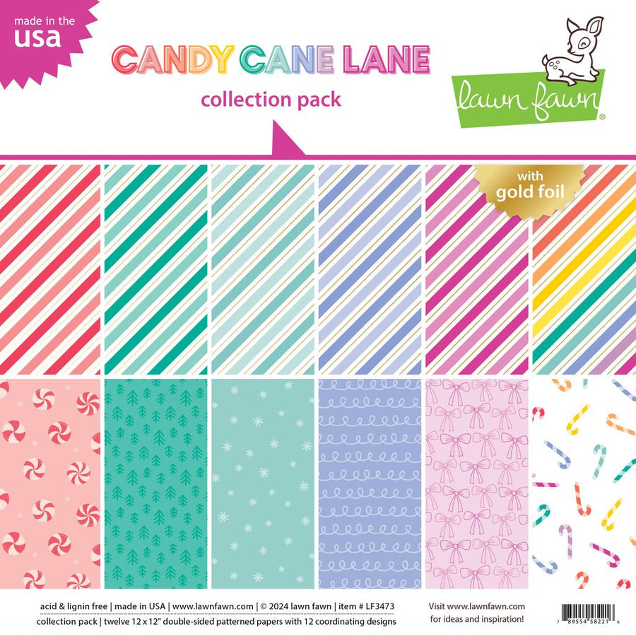 Lawn Fawn Candy Cane Lane 12x12 Inch Collection Pack lf3473
