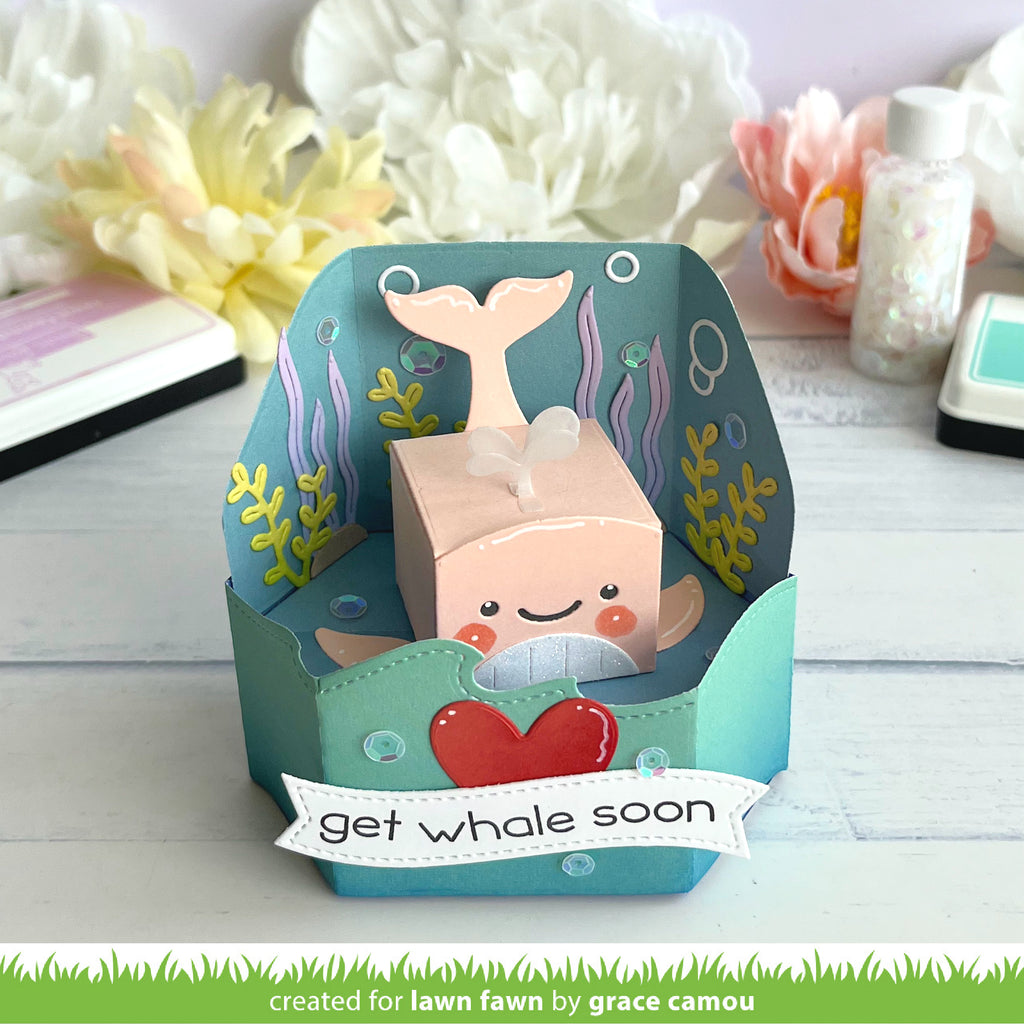 Whale-themed card with 'get whale soon' text 