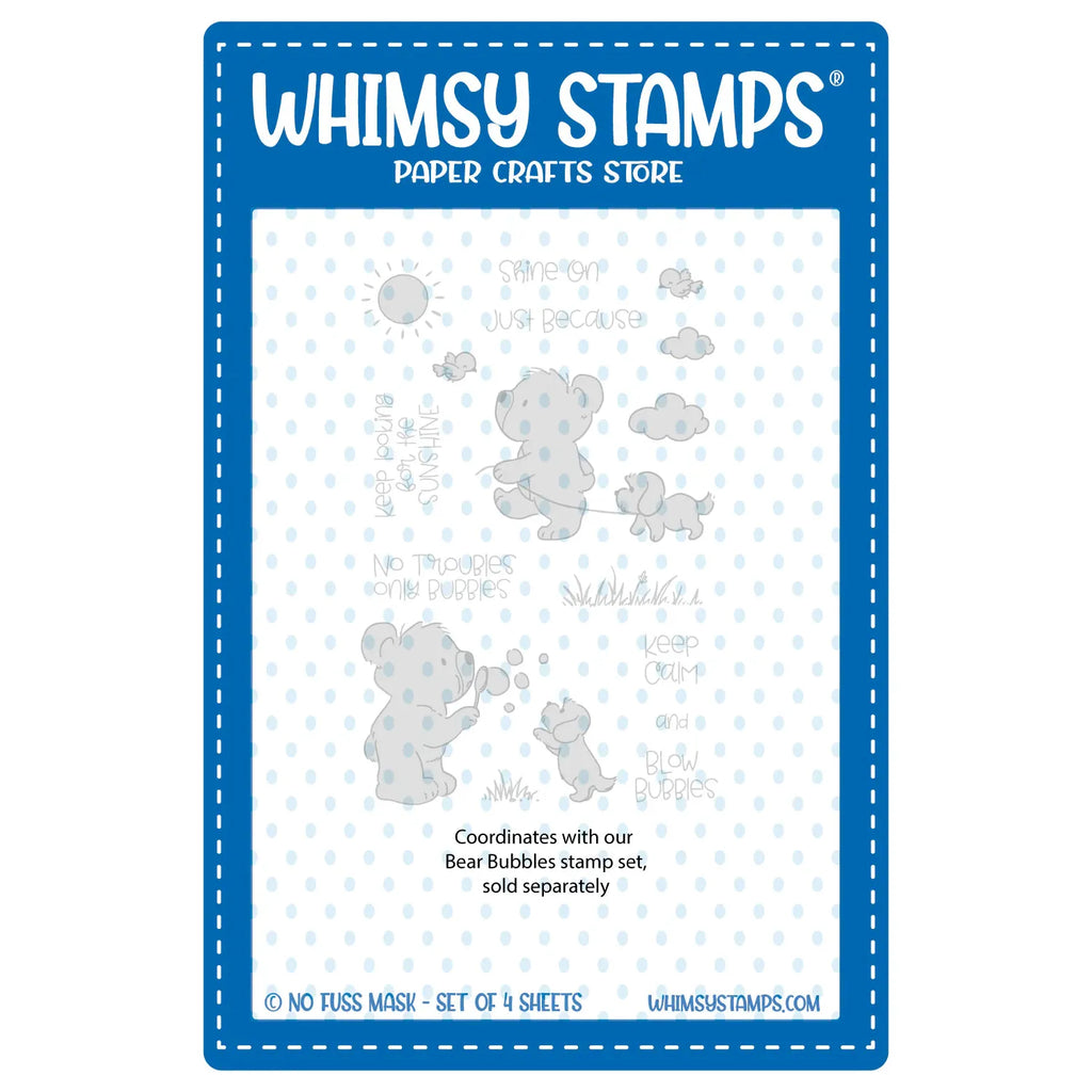 Whimsy Stamps Bear Bubbles NoFuss Masks wsnfm46