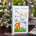 Whimsy Stamps Bear Bubbles Outline Dies wsd366b walking
