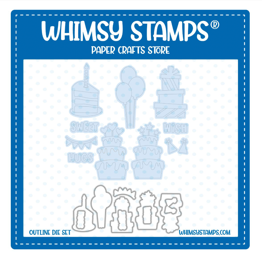 Whimsy Stamps Birthday Wish Outline Dies wsd171a
