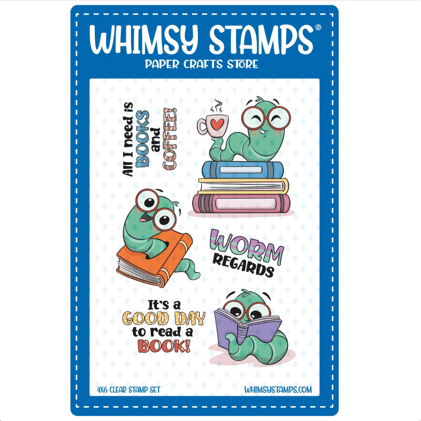 Whimsy Stamps Bookworm Clear Stamps khb124a