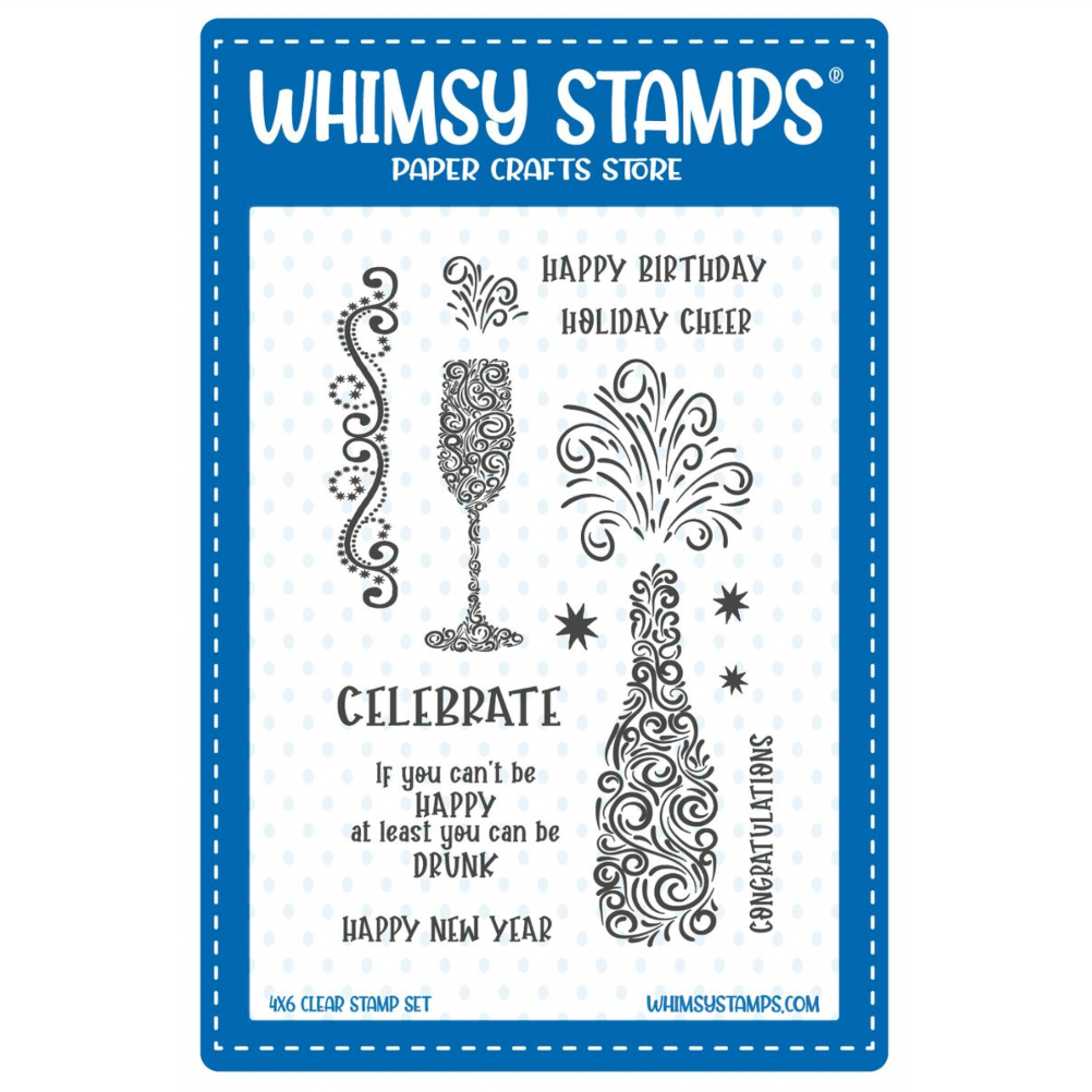 Whimsy Stamps Celebrate Champagne Clear Stamps cwsd382a