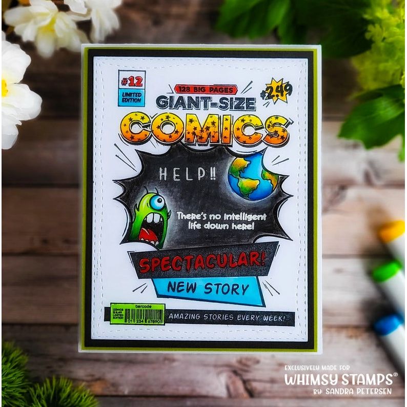 Whimsy Stamps Comic Book Cover Cling Stamp ddb0049 earth