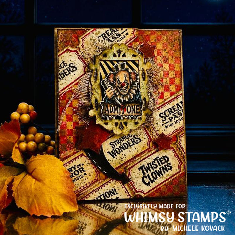 Whimsy Stamps Creepy Carnival Midway Tickets Clear Stamps cwsd326a admit one halloween card