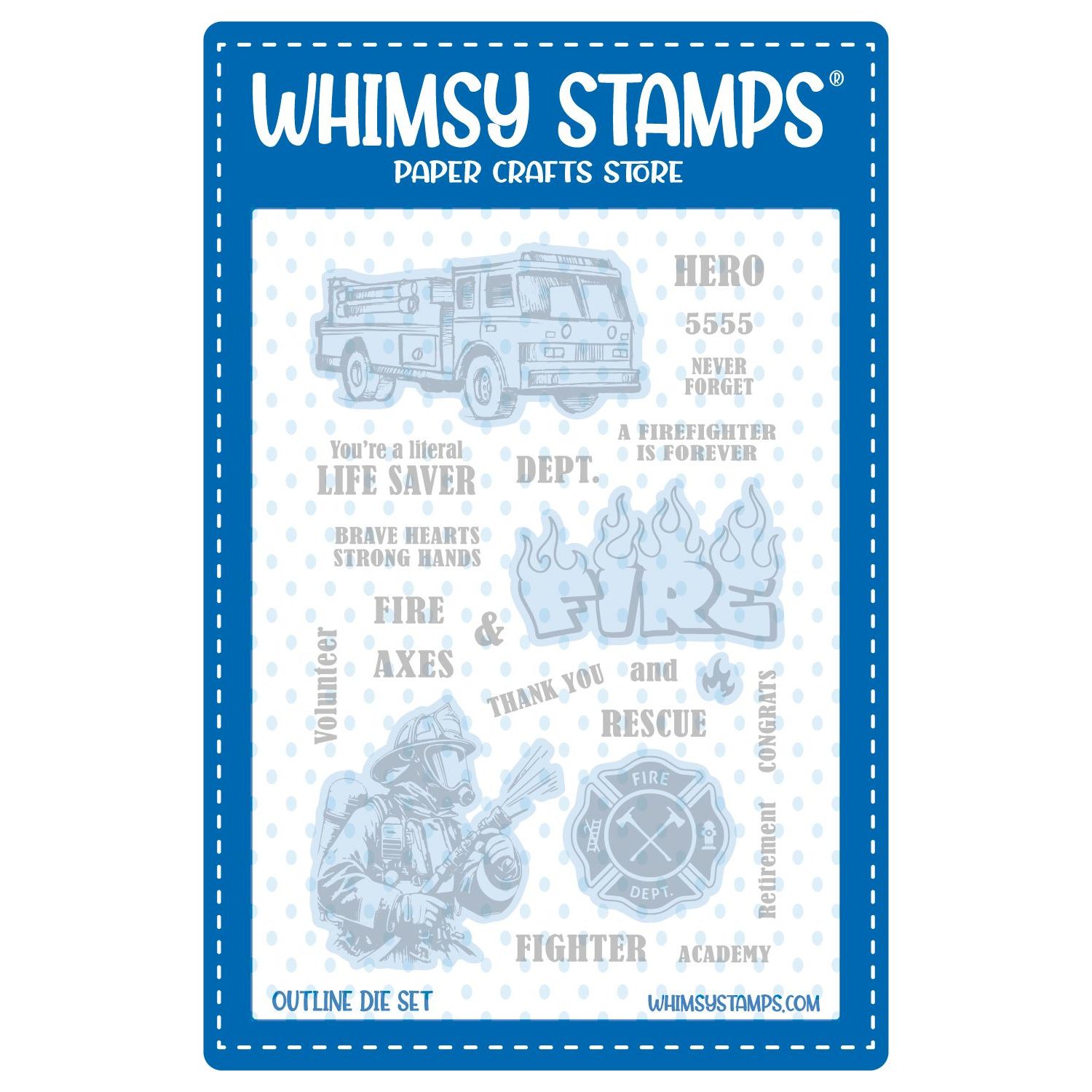 Whimsy Stamps Firefighter Outline Dies wsd009