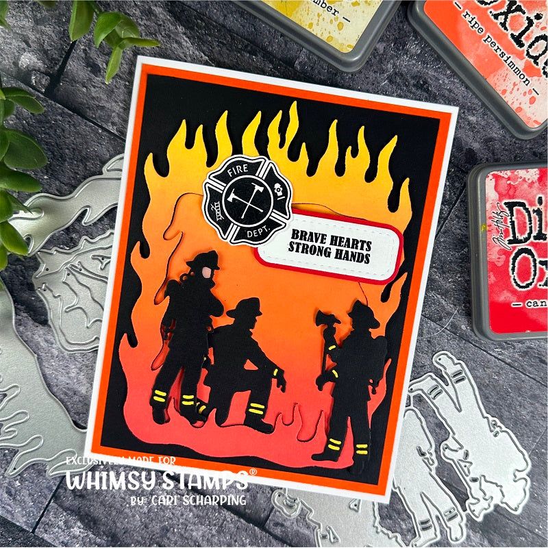 Whimsy Stamps Firefighter Trio Dies wsd010 hearts