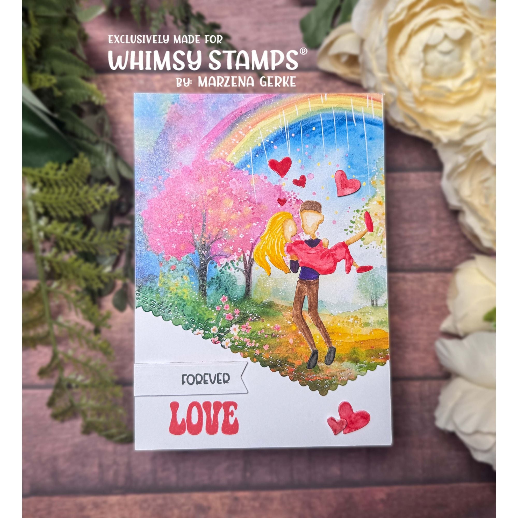 Whimsy Stamps Happy Couple Dies wsd573a rainbow