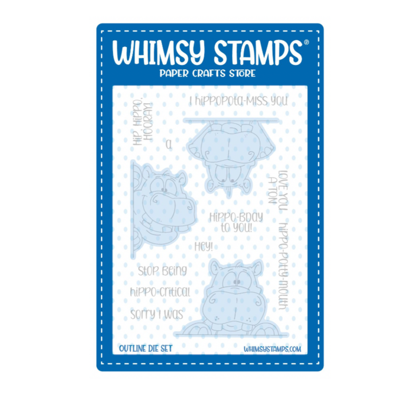 Whimsy Stamps Happy Hippo Outline Dies wsd025