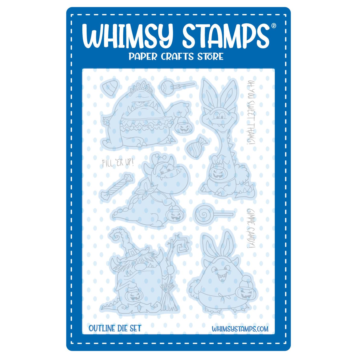 Whimsy Stamps Monster Halloween Outline Dies wsd270