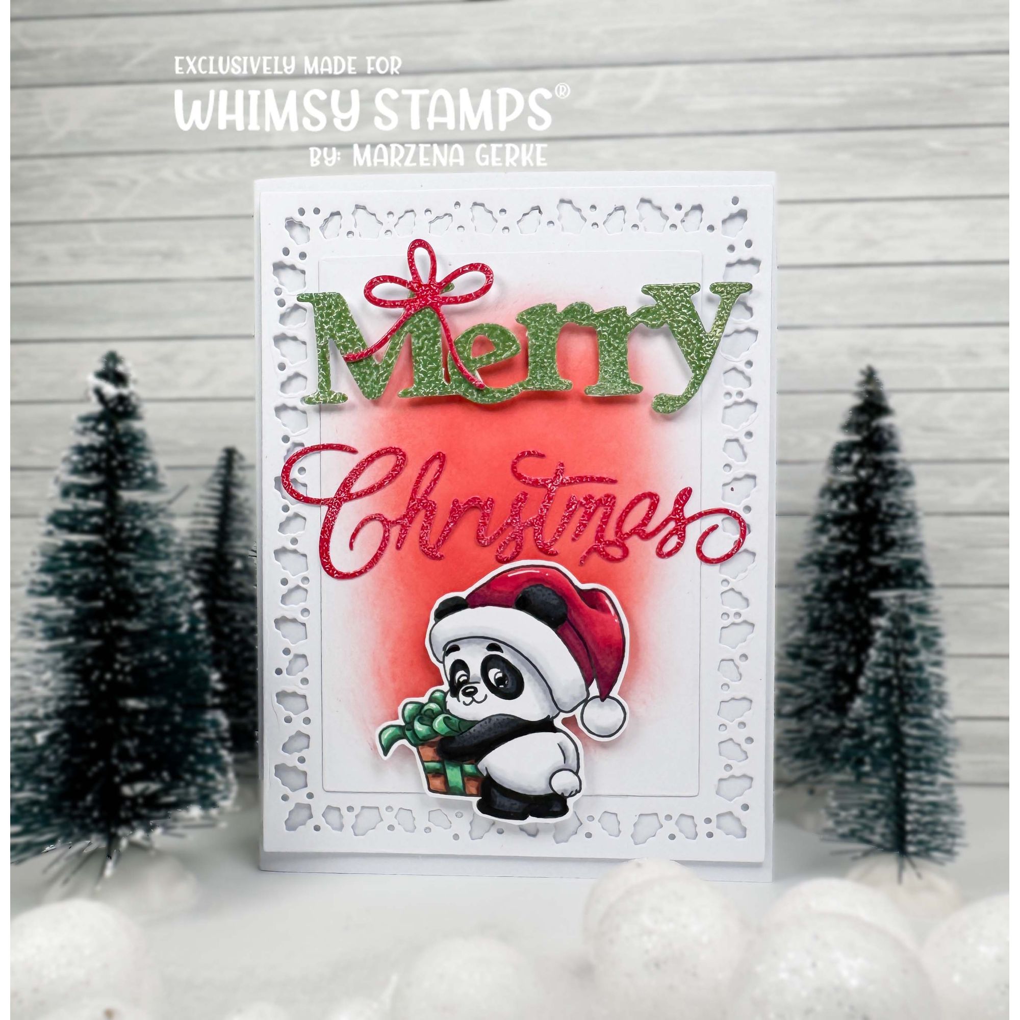 Whimsy Stamps Panda Christmas Clear Stamps c1269a merry christmas