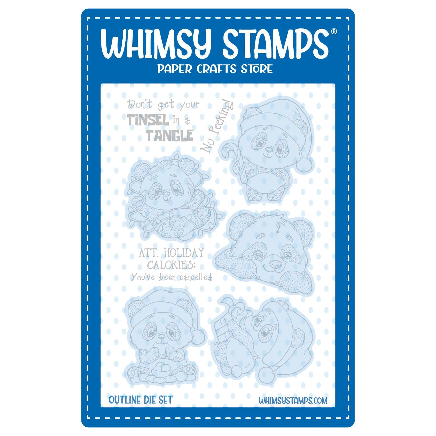 Whimsy Stamps Panda Christmas Outline Dies wsd414a