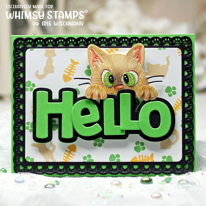 Whimsy Stamps Peeking Kitty Dies wsd016 green