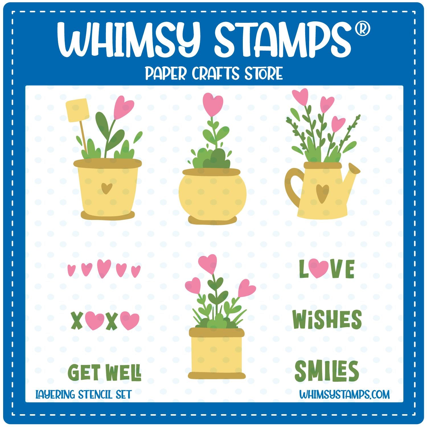 Whimsy Stamps Planted Hearts Layering Stencils wss112a