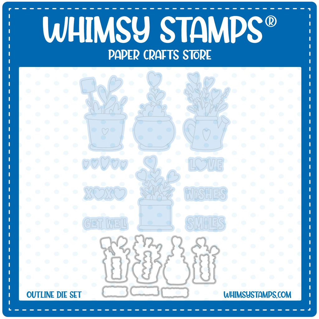 Whimsy Stamps Planted Hearts Outline Dies wsd163a