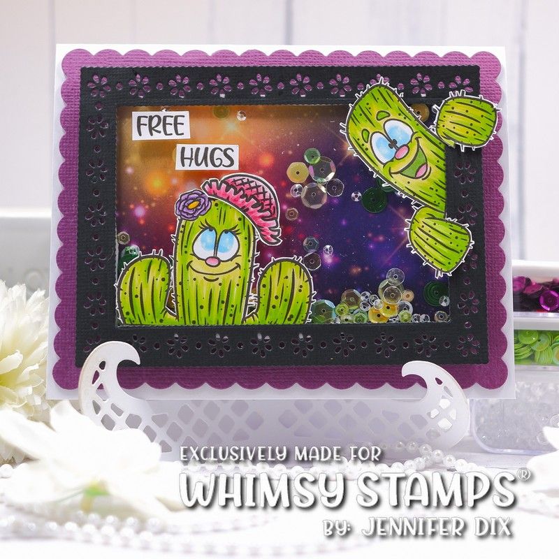 Whimsy Stamps Prickly Friends Clear Stamps dp1013a shaker card