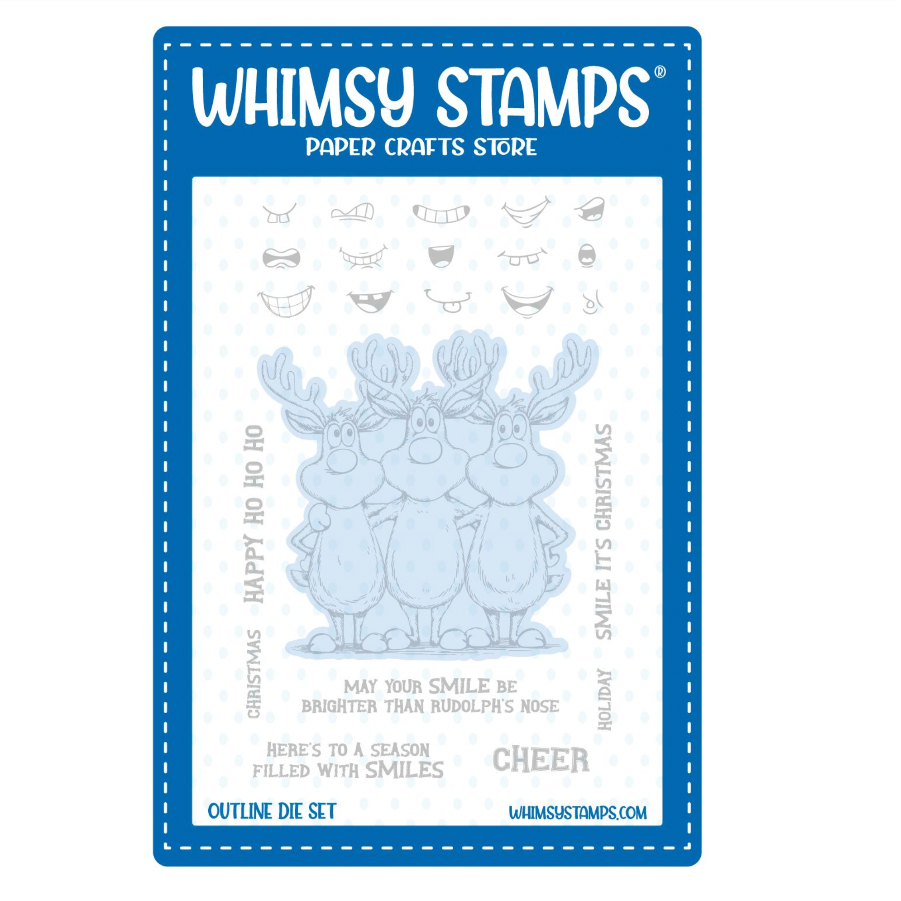 Whimsy Stamps Reindeer Smiles Outline Die wsd046
