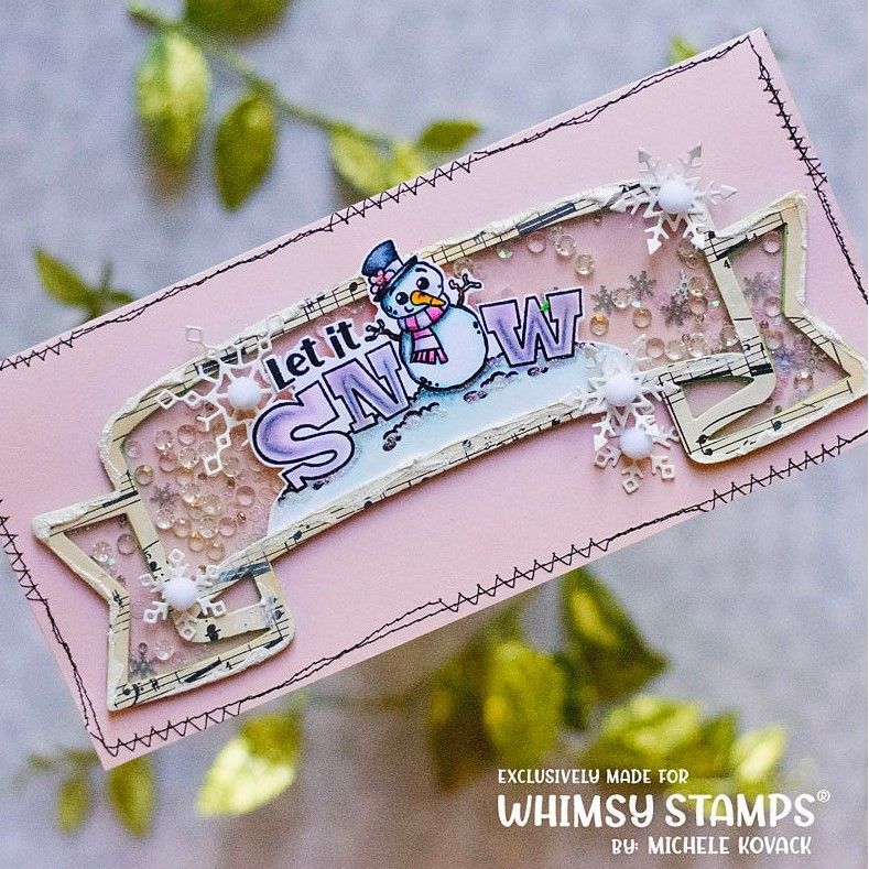 Whimsy Stamps Slimline Banner Die wsd234 snowman