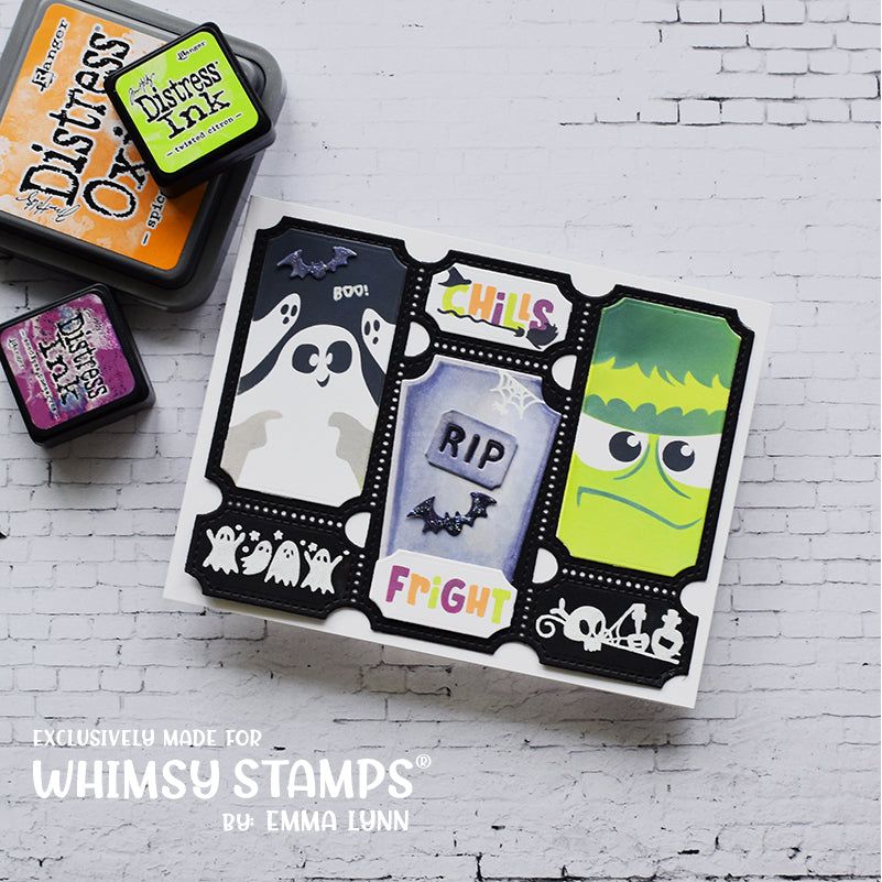 Whimsy Stamps Terrific Tickets Dies wsd036 ghosts