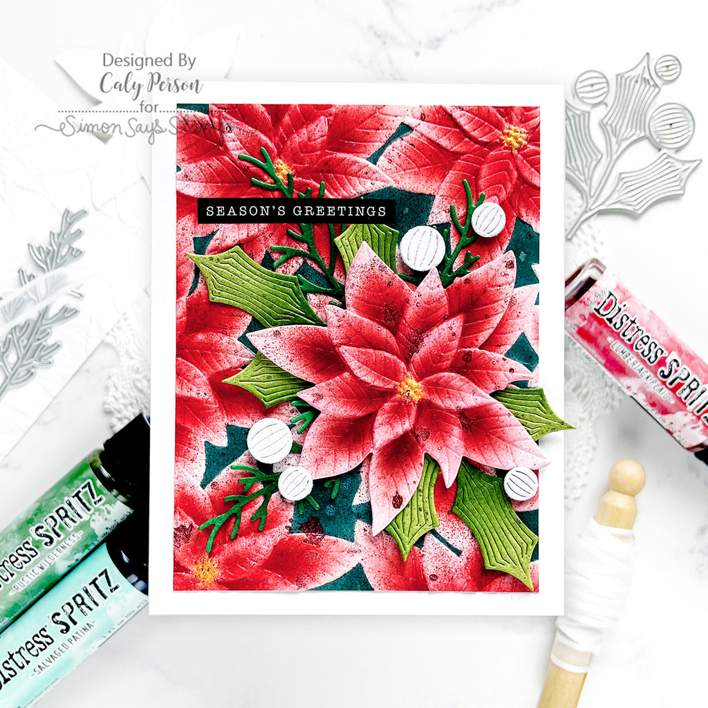 Simon Says Stamp Whirl Holly Wafer Die s952 Festive Fun Christmas Card | color-code:ALT01