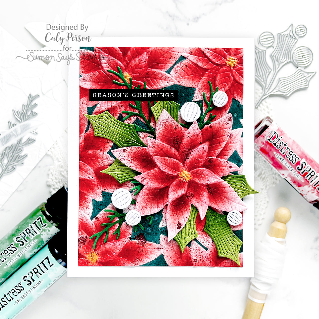 Simon Says Stamp Whirl Holly Wafer Die s952 Festive Fun Christmas Card | color-code:ALT01