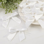 White Twist Tie Satin Bows bow26101