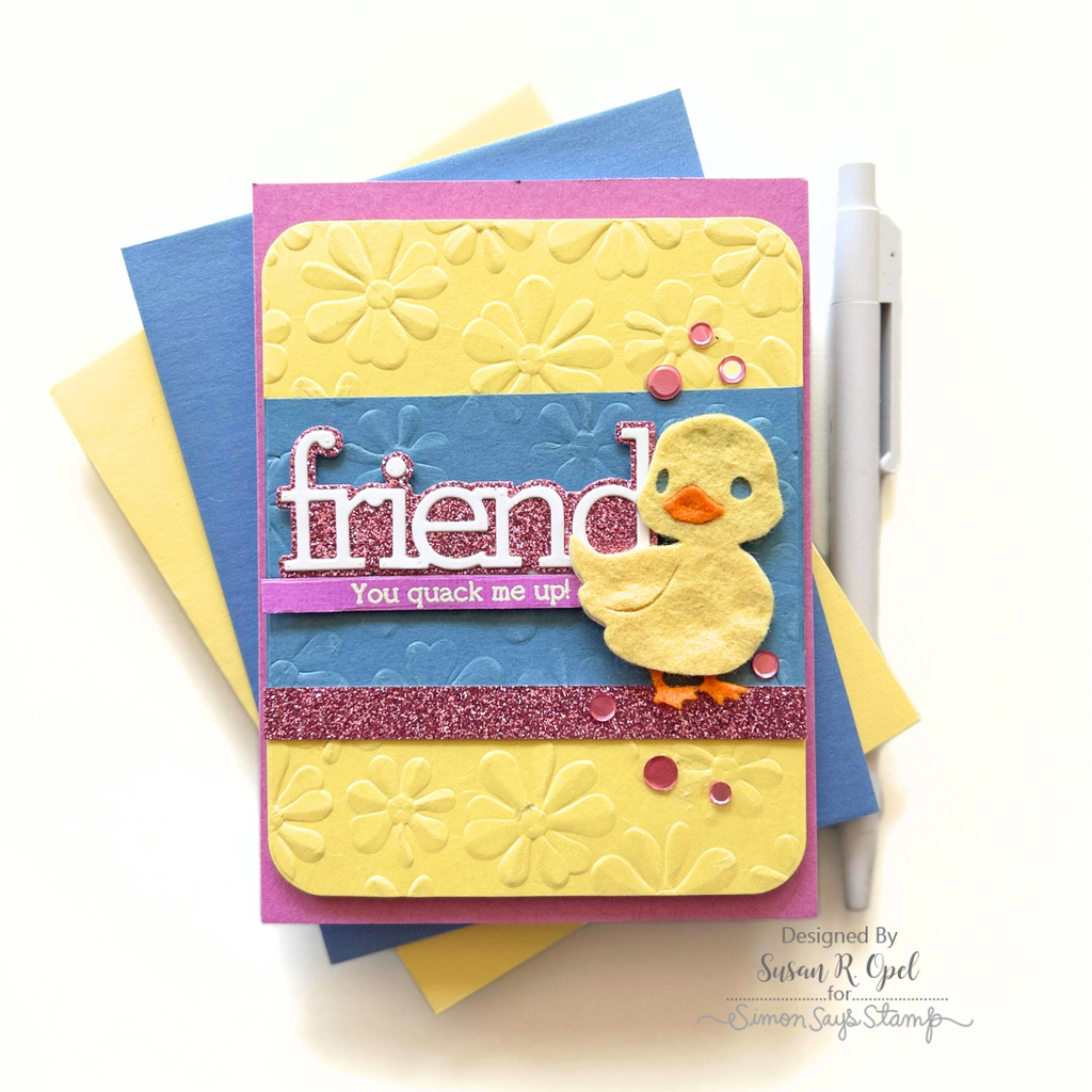 Simon Says Stamp Embossing Folder Wiggle Flowers sf476 Rain or Shine Friend Card