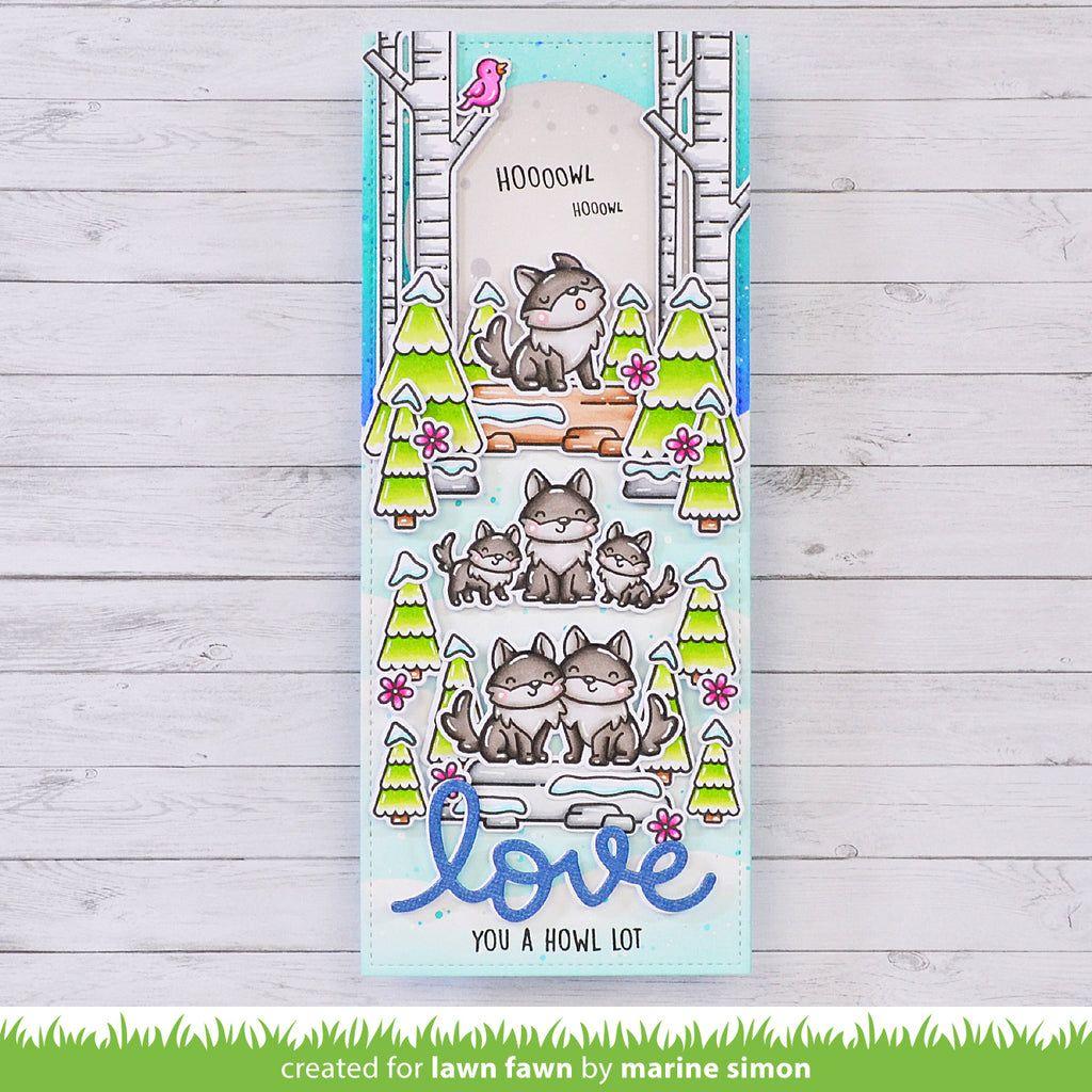 Lawn Fawn Wild Wolves Clear Stamps lf3219 love you a howl lot