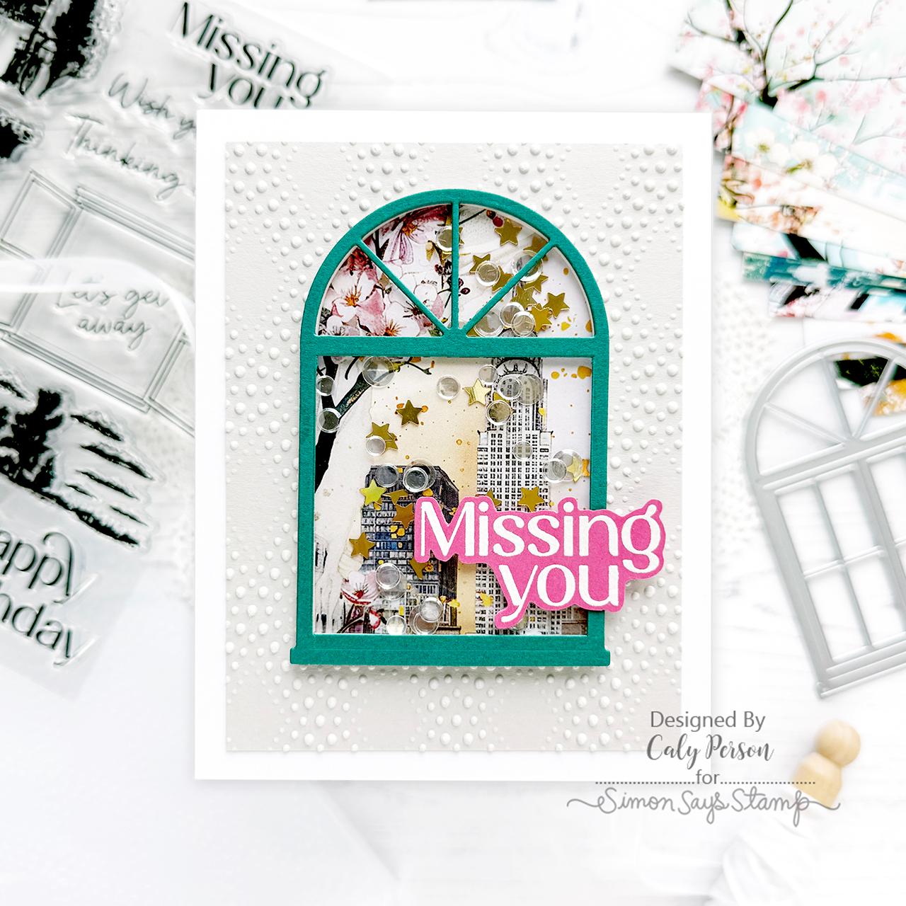 Simon Says Stamp Window Trio Wafer Dies 1401sd Miss You Card | color-code:ALT12