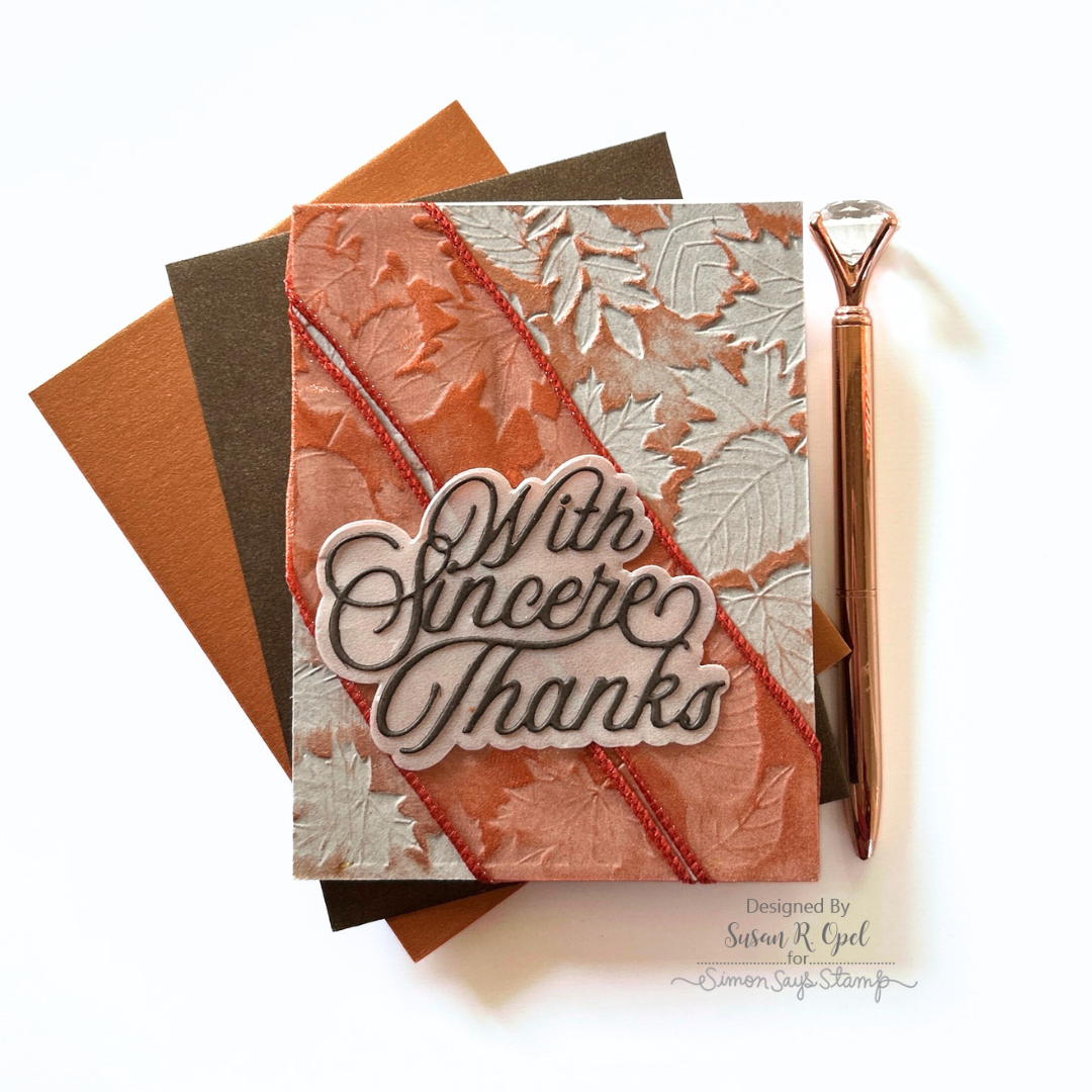 Simon Says Stamp Embossing Folder Windswept Leaves sf547 Thanks Card