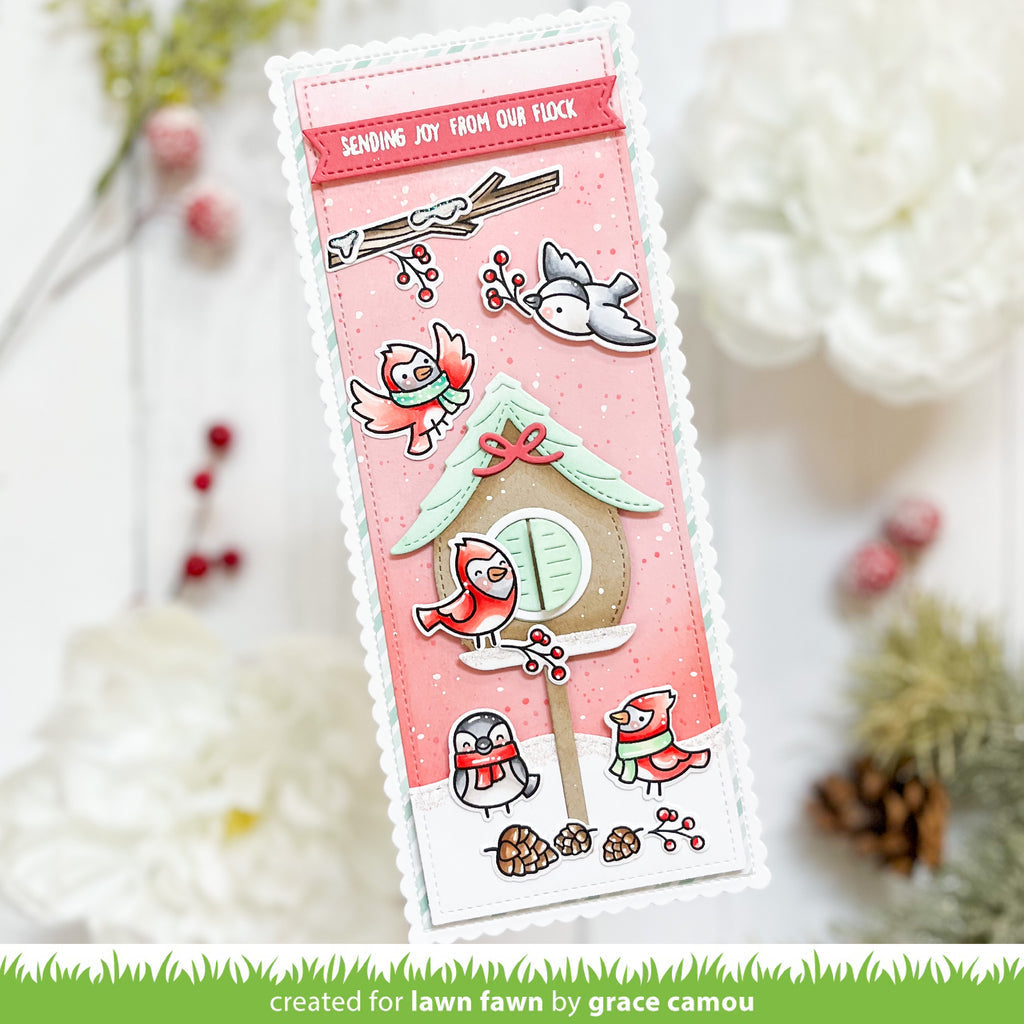 Lawn Fawn Winter Birds Clear Stamps lf3225 sending joy