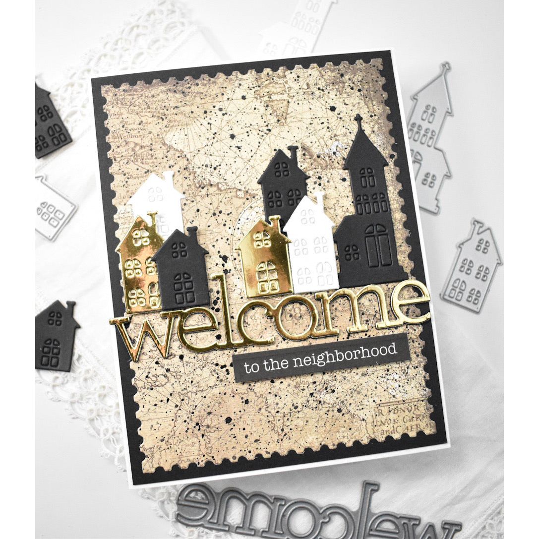 CZ Design Winter Village Wafer Dies czd217 Season Of Wonder Welcome Neighbor Card