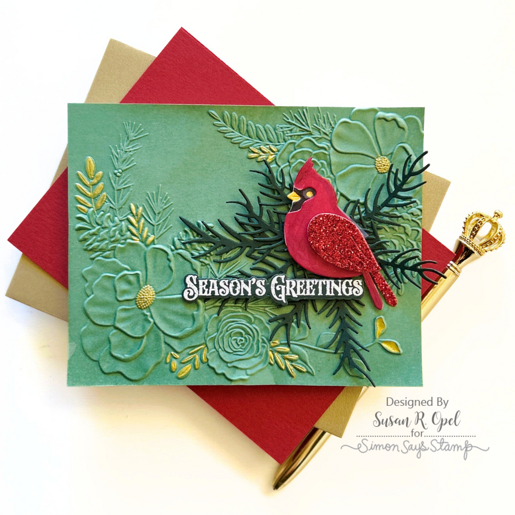 Simon Says Stamp Winter Cardinal Wafer Die s982 DieCember Christmas Card