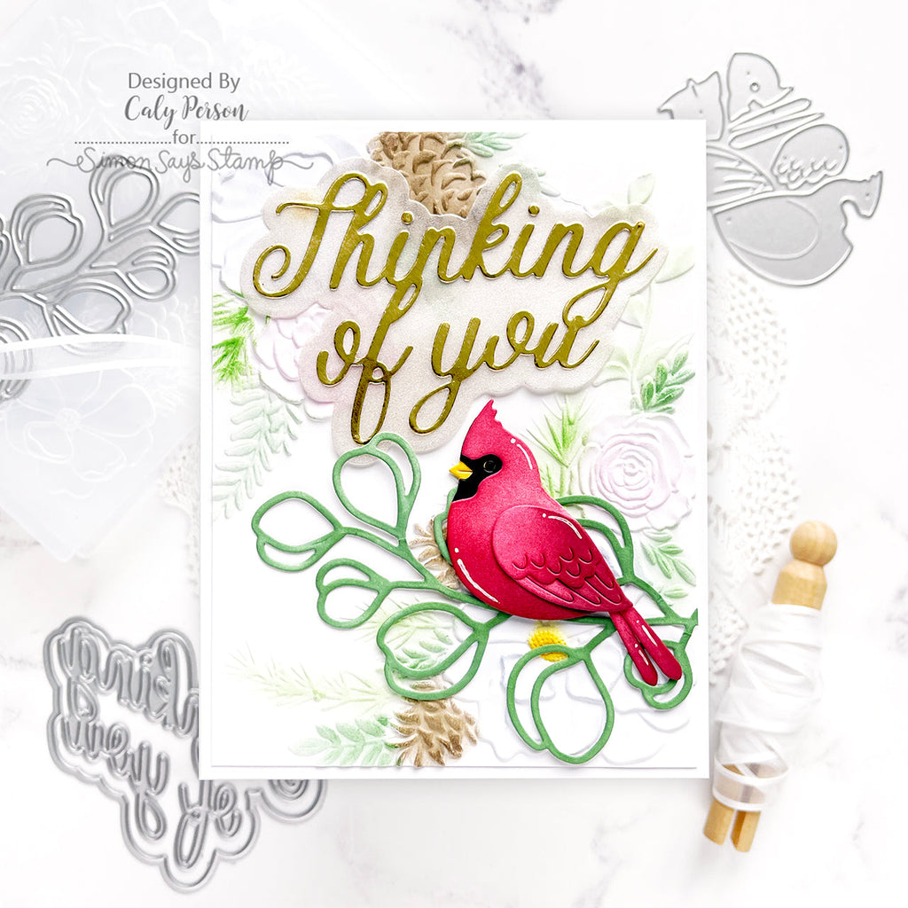 Simon Says Embossing Folders and Cutting Dies Woodland Floral Frame sfd425 DieCember Thinking of You Card | color-code:ALT02