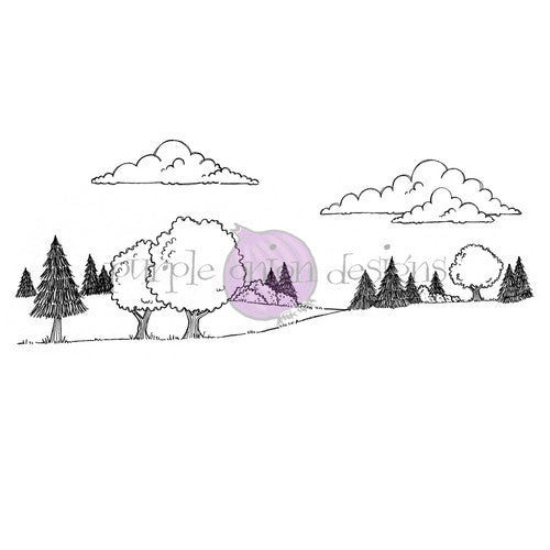 Purple Onion Designs Woodland Horizon Unmounted Cling Stamp pod1383