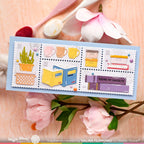 Waffle Flower Postage Collage Slimline Dies 421586 stamps