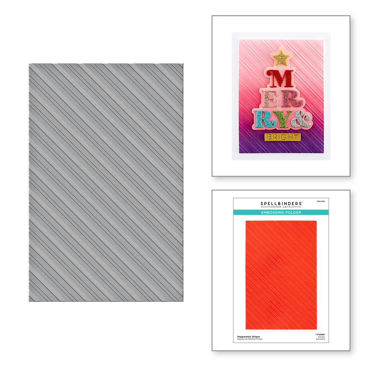 ses-055 Spellbinders Peppermint Stripes Embossing Folder product image