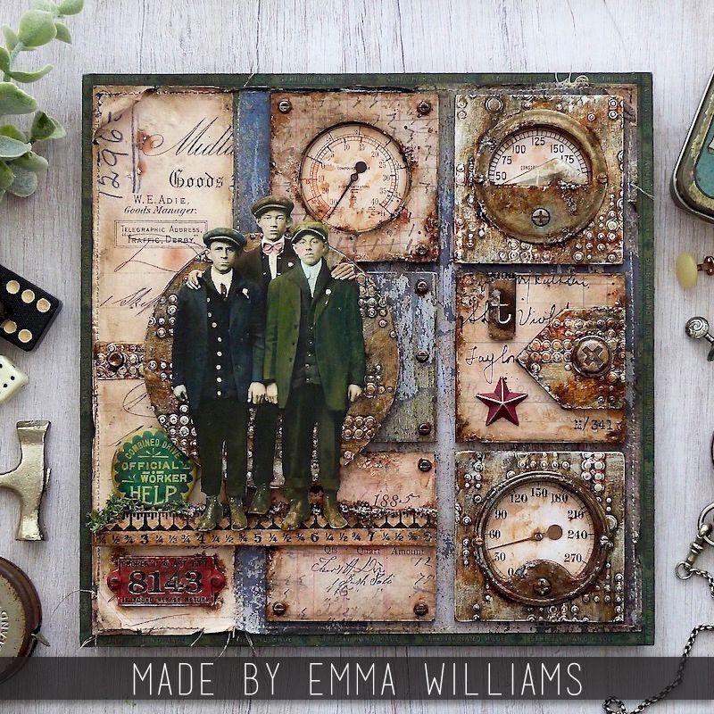 Tim Holtz Etcetera Square Panels ETC021 sepia gentlemen