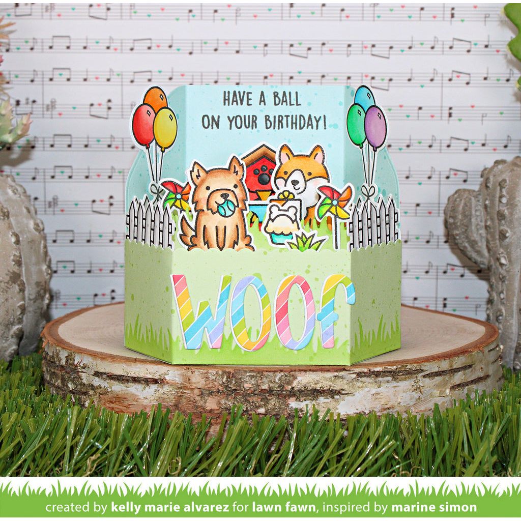 Lawn Fawn Yappy Birthday Add-On Clear Stamps lf3160 have a ball