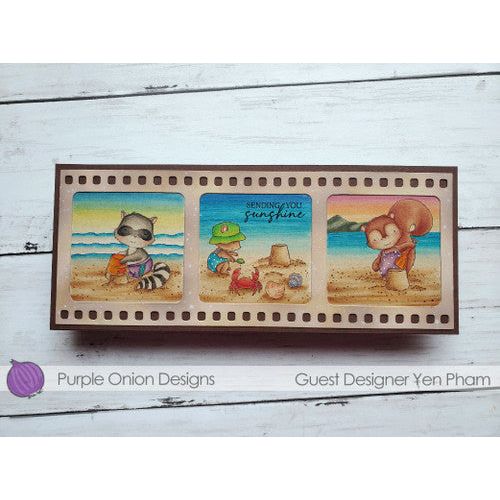 Purple Onion Designs Taylor Cling Stamp pod1339 Sandcastle Film Playtime Card