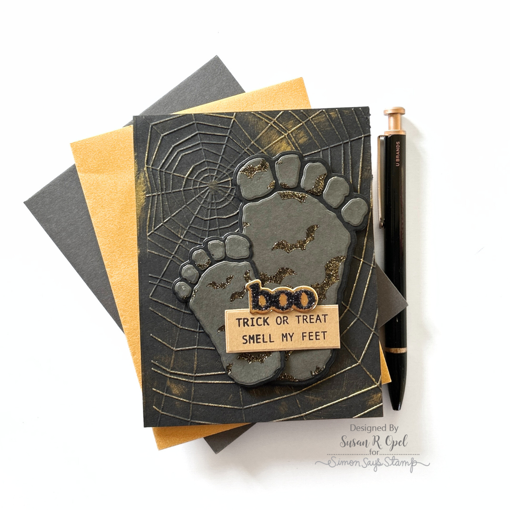 Simon Says Stamp Yeti Footprint Wafer Dies 1332sd Sugar and Spice Halloween Card