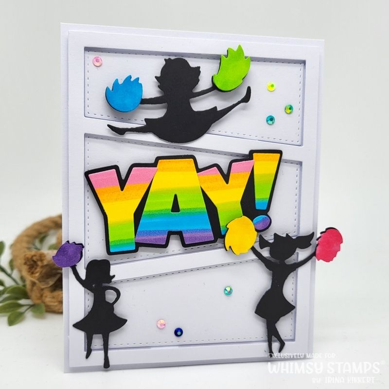 Whimsy Stamps Yay Word Dies WSD205 tumbling fun