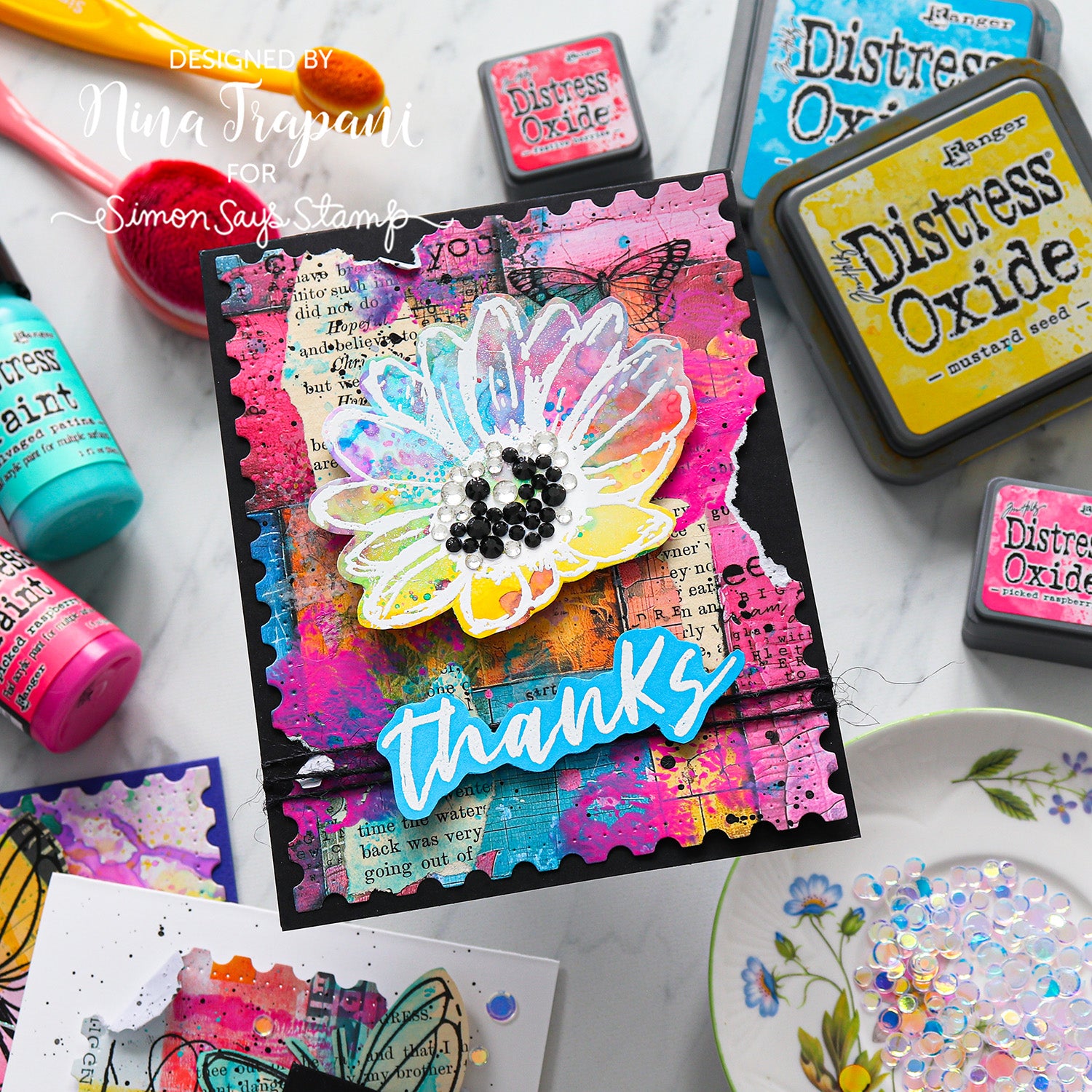 Simon Says Stamps Dies and Stencils A Little Artsy set1214la Thanks Card